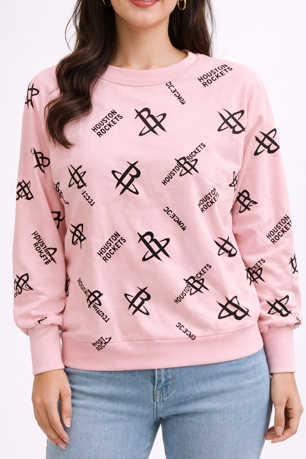 Pink All-Over Print Crewneck Sweatshirt