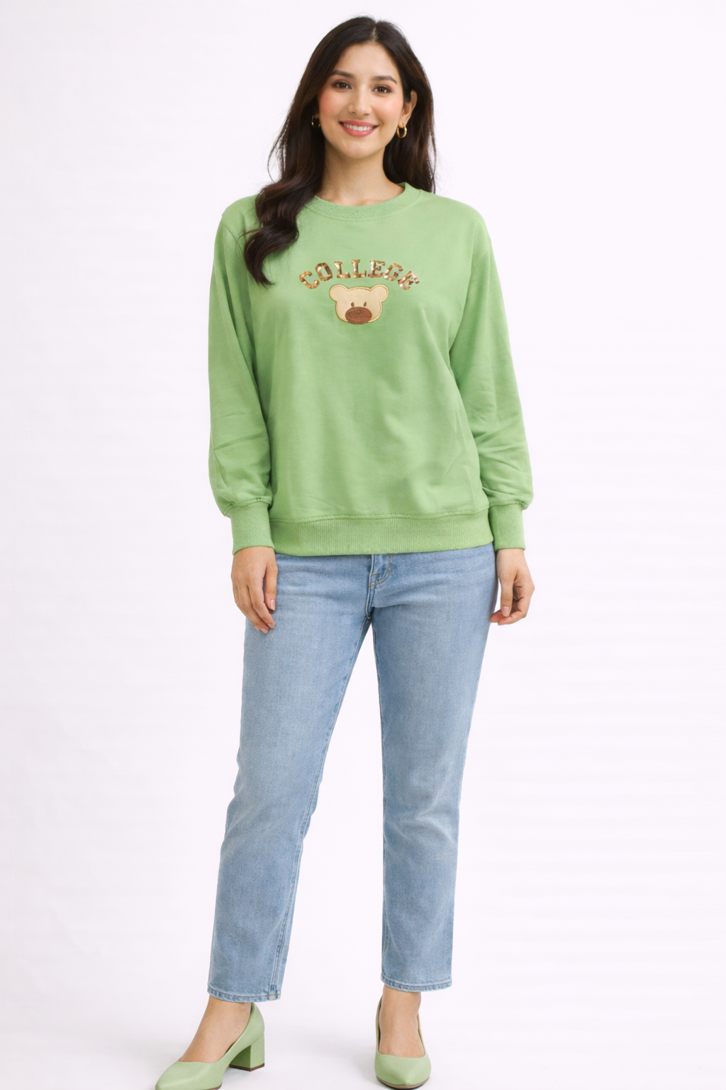 College Bear Graphic Sweatshirt – Mint Green