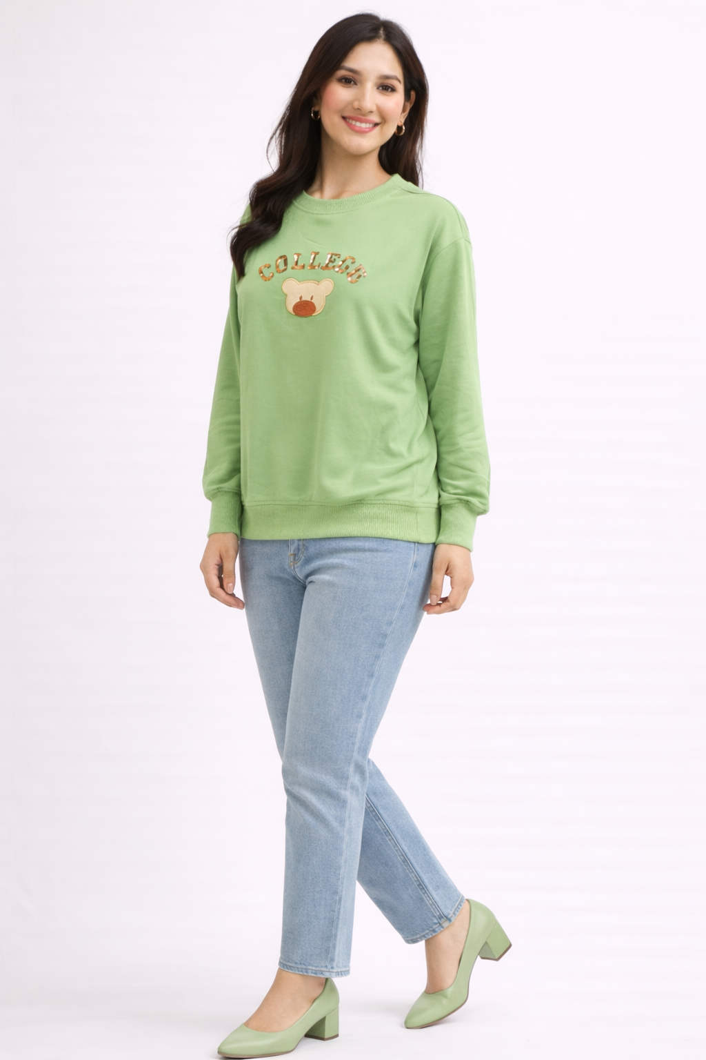 College Bear Graphic Sweatshirt – Mint Green