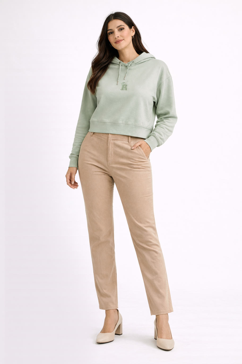 Solid Crop Hoodie – Sage Green