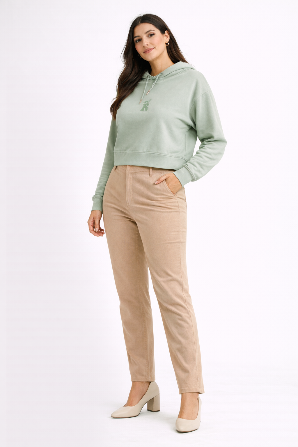 Solid Crop Hoodie – Sage Green