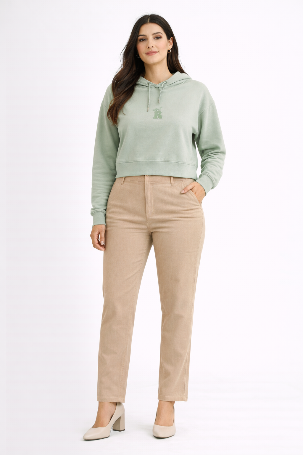 Solid Crop Hoodie – Sage Green