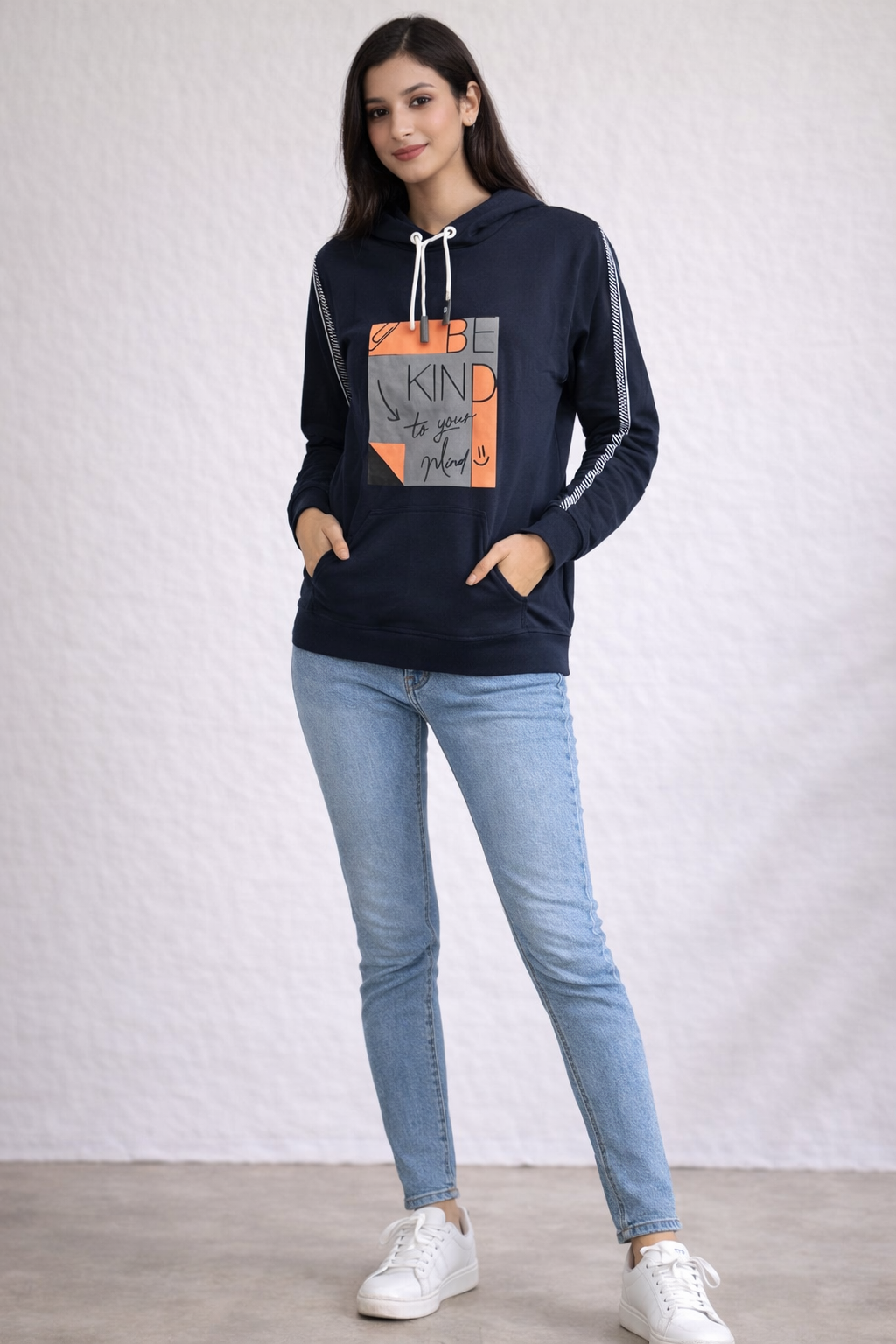 Be Kind Graphic Hoodie – Navy Blue