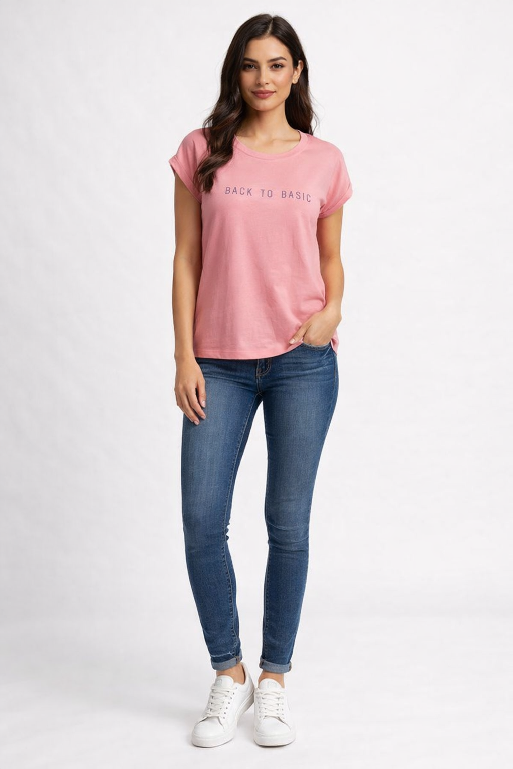 “Pink to Basic” Printed Casual T-Shirt