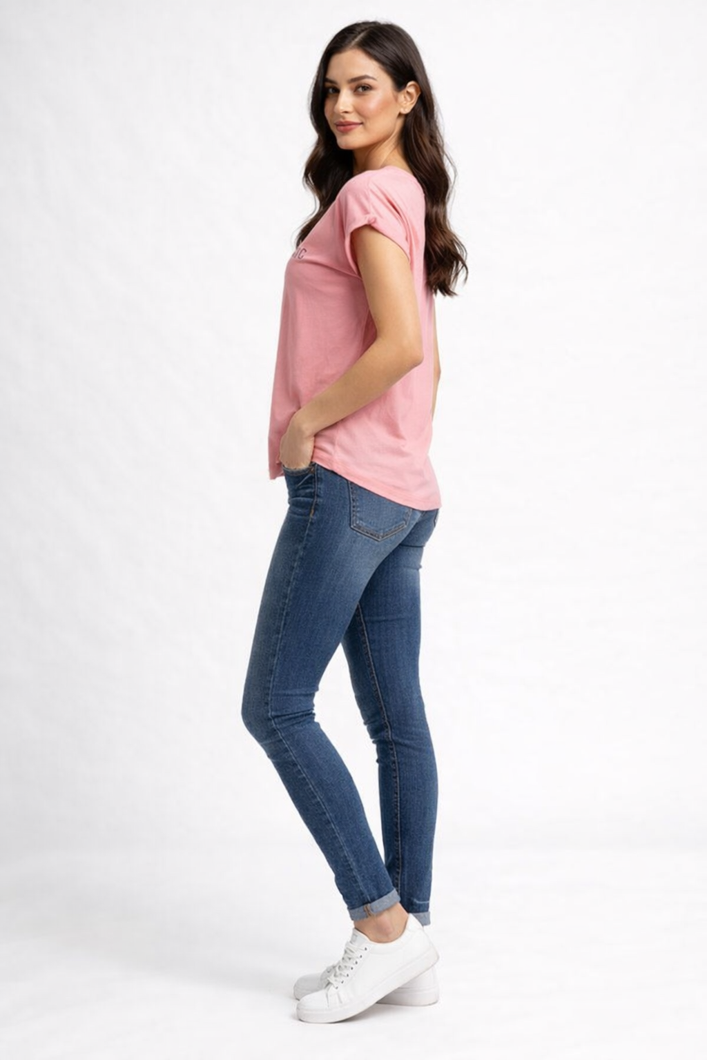“Pink to Basic” Printed Casual T-Shirt
