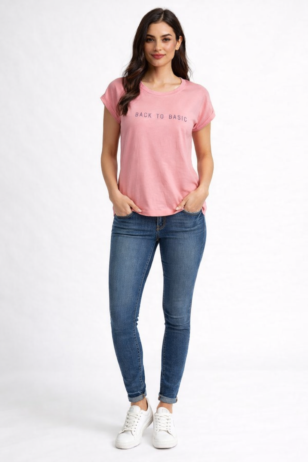 “Pink to Basic” Printed Casual T-Shirt