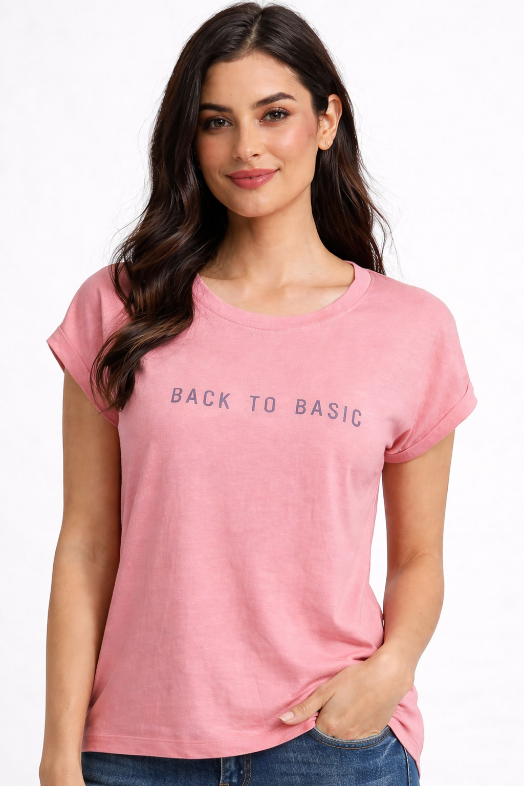 “Pink to Basic” Printed Casual T-Shirt