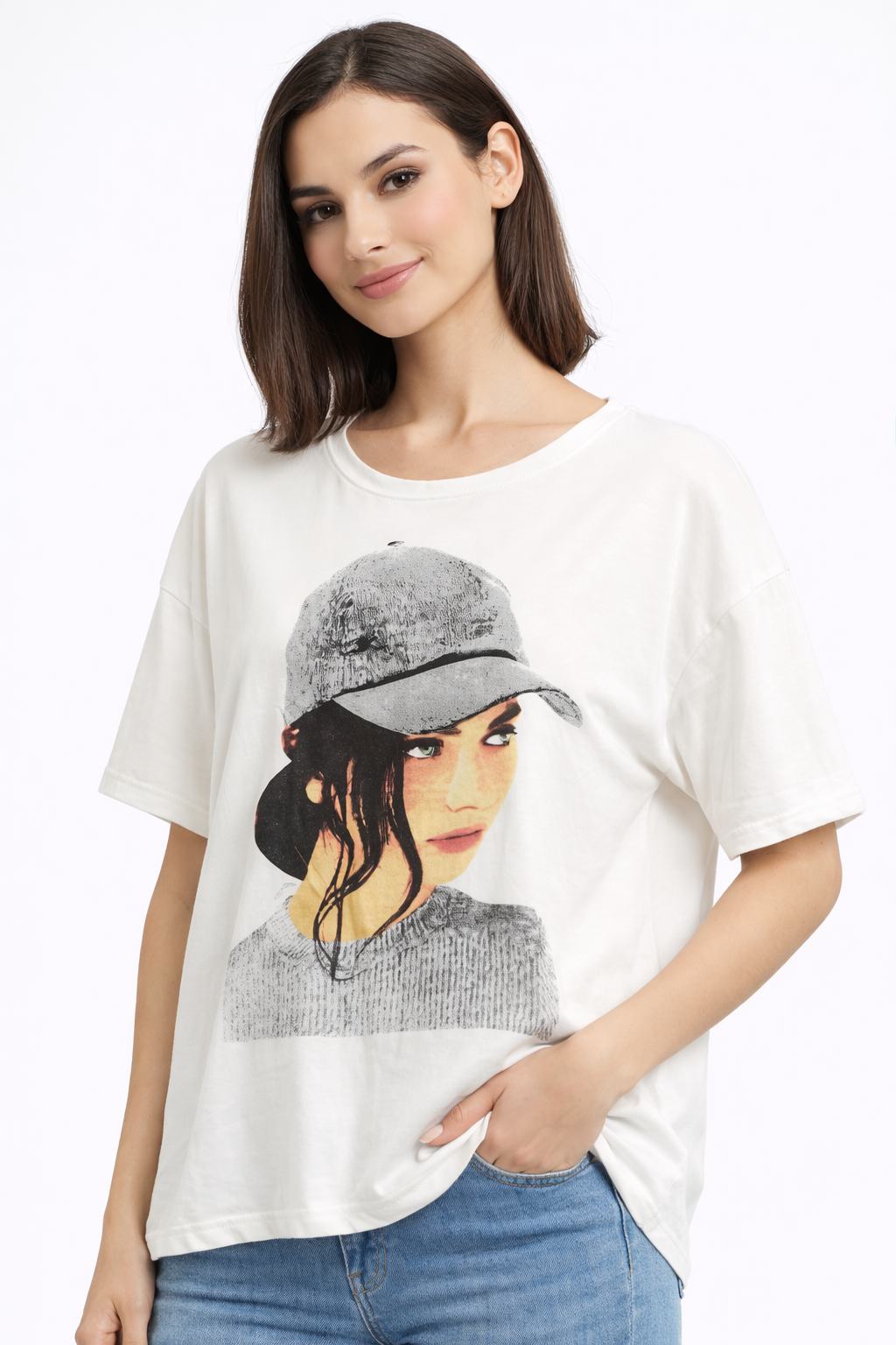 Stylish Graphic Print White T-shirt