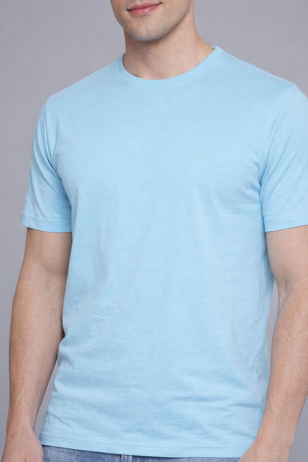 Men’s Sky Blue Premium Cotton Regular-Fit T-Shirt