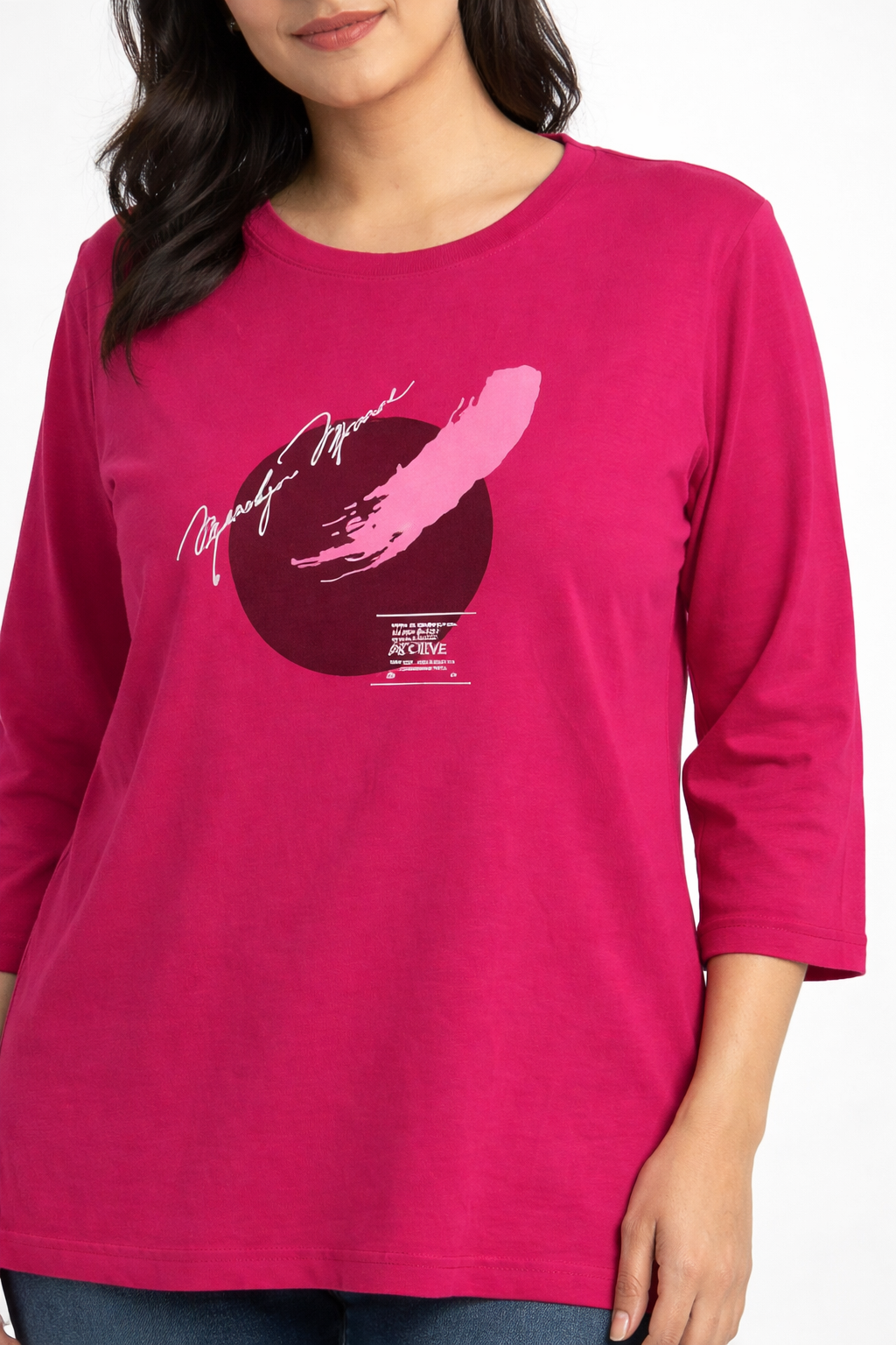 Magenta Graphic Print Casual T-shirt