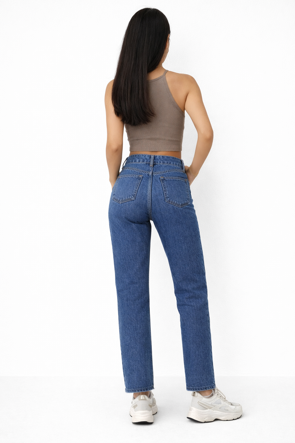 High Waist Wide Leg Blue Jeans – Trendy Straight Loose Fit Denim