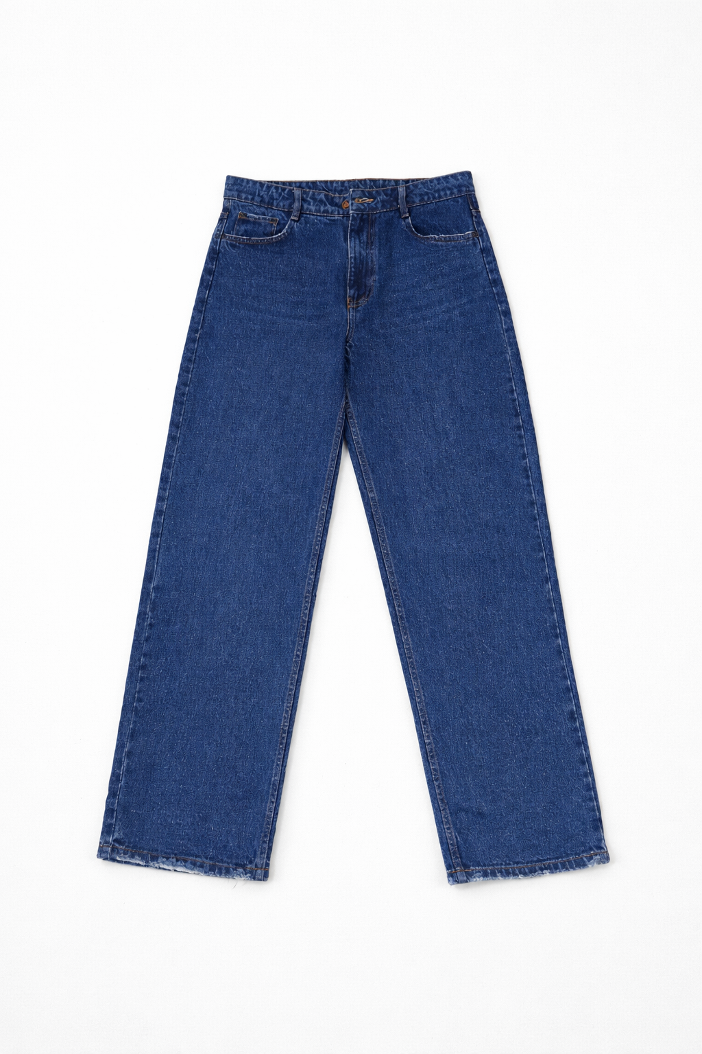High Waist Wide Leg Blue Jeans – Trendy Straight Loose Fit Denim