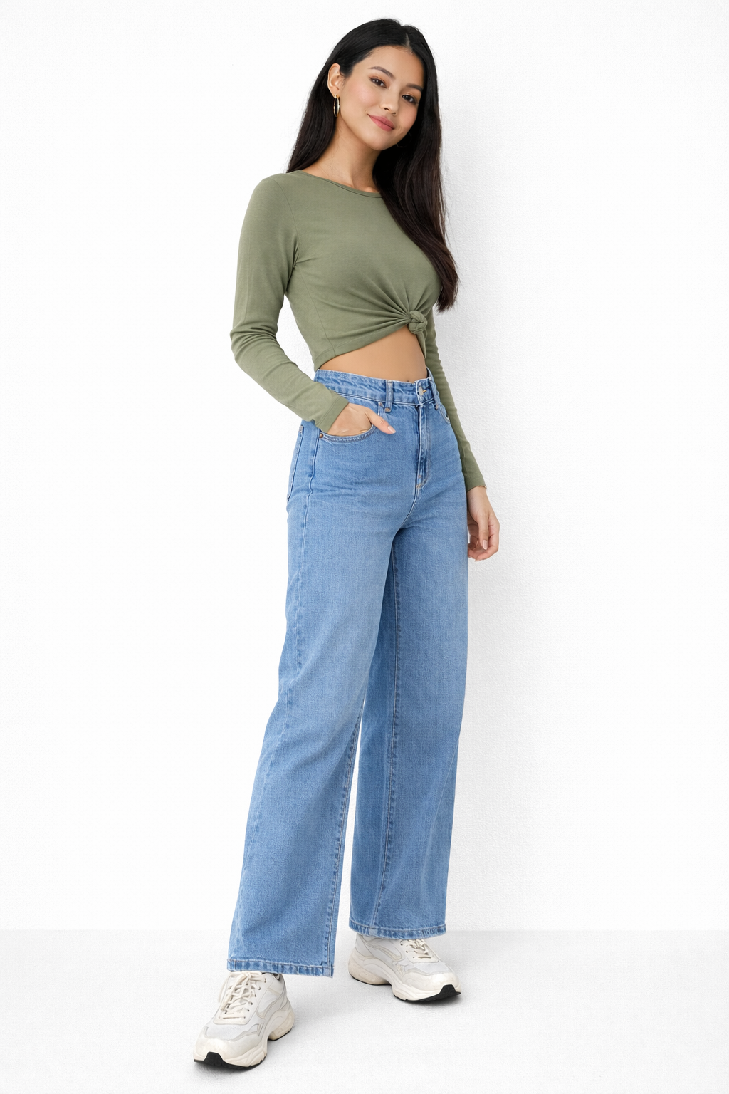High Waist Light Blue Wide Leg Jeans – Trendy Loose Fit Denim