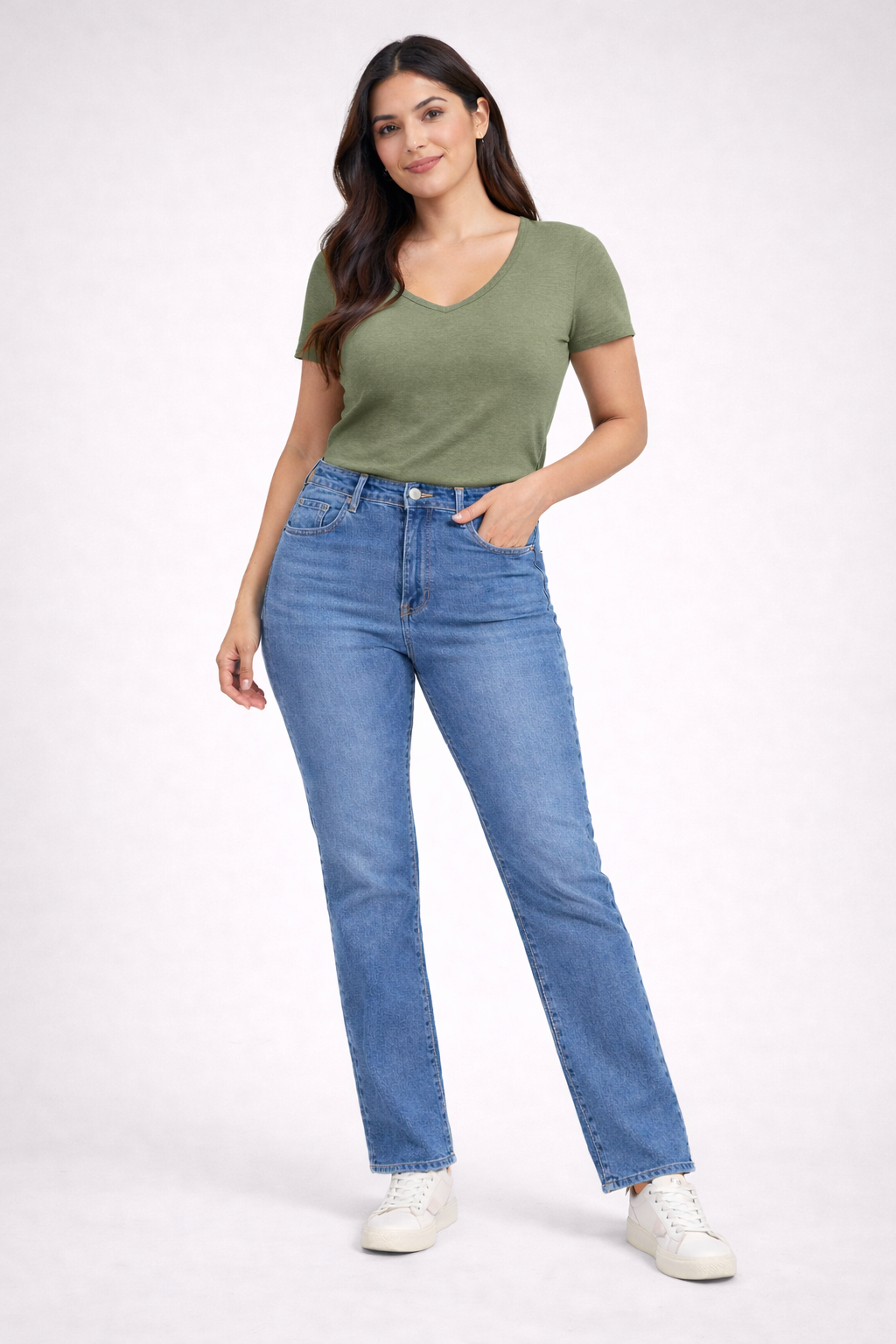 Light Blue Straight Fit Jeans – High Rise Casual Denim