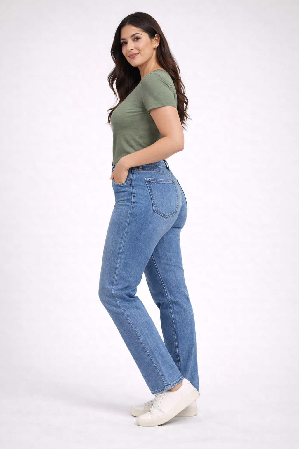 Light Blue Straight Fit Jeans – High Rise Casual Denim