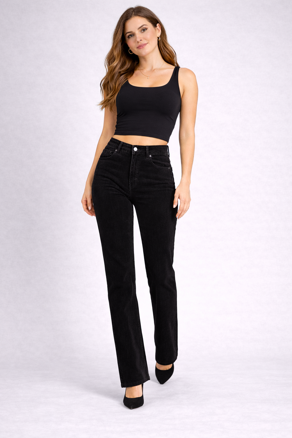 Black Corduroy Straight Fit Pant