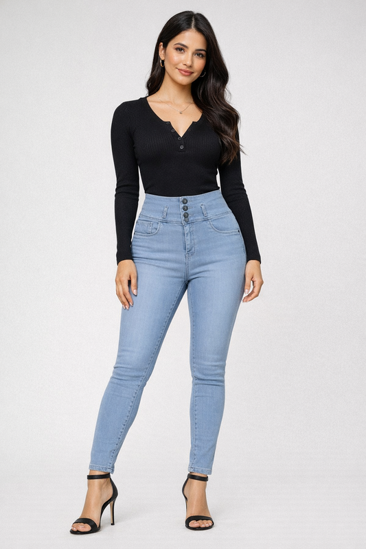 High-Waist Light Blue Skinny Jeans