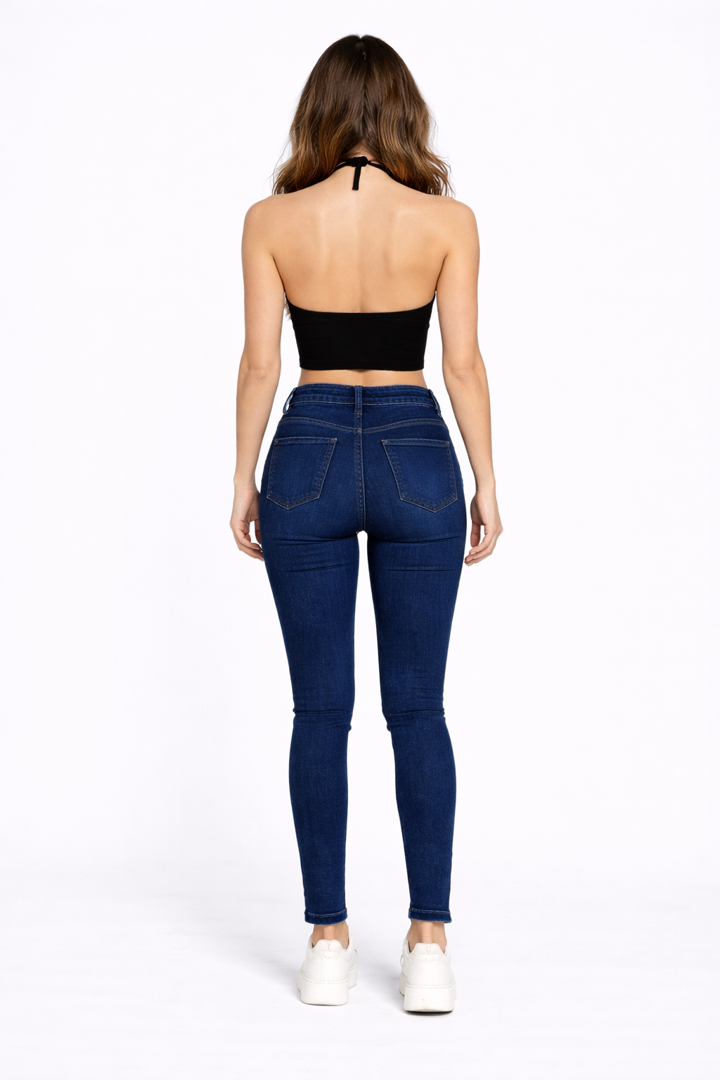 High-Waist Skinny Fit Blue Jeans