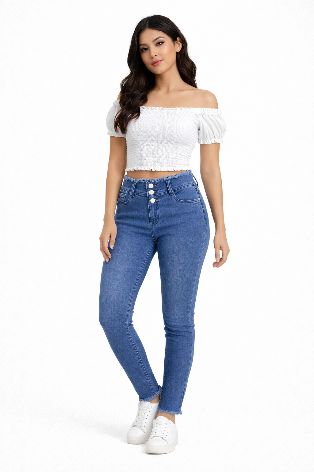 Blue High Waist Stretchable Slim Fit Denim Jeans