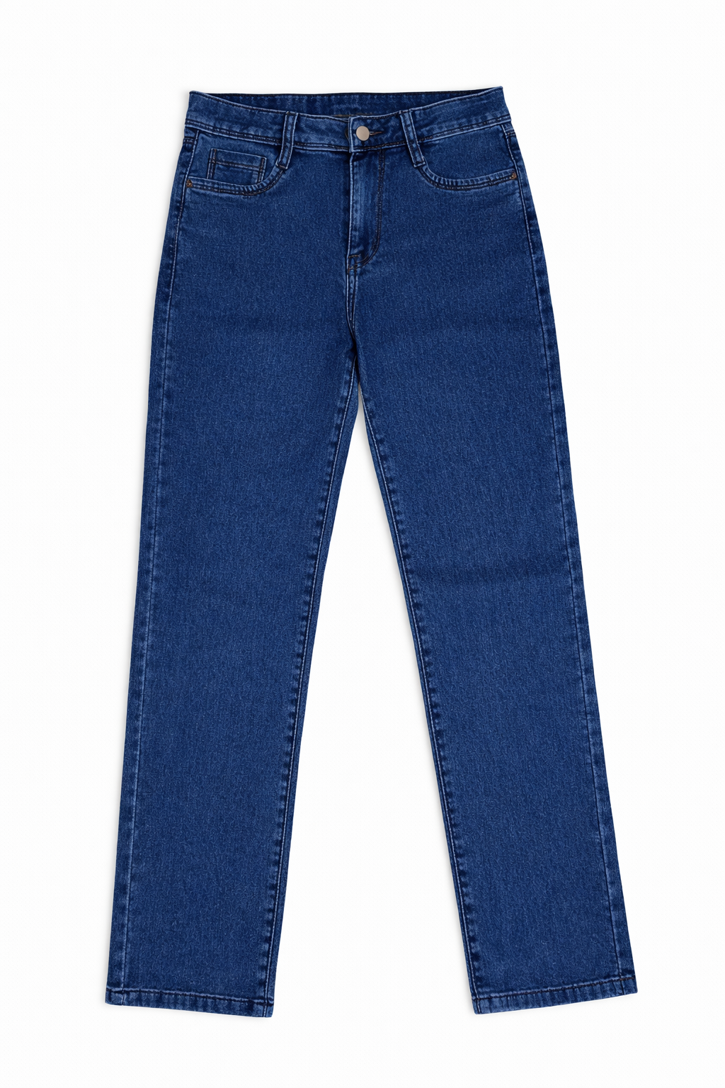 Mid Blue High Waist Straight Fit Stretchable Denim Jeans