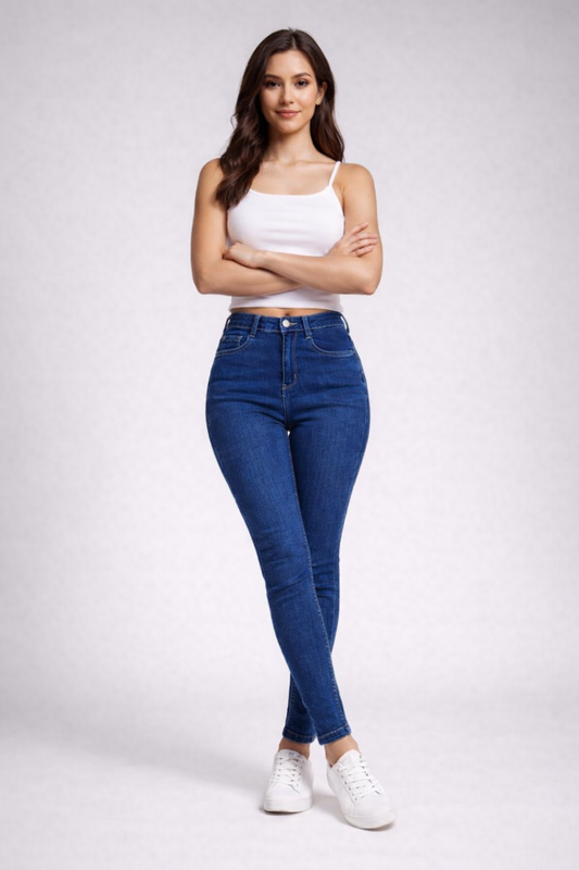 Dark Blue High Waist Skinny Fit Stretchable Denim Jeans
