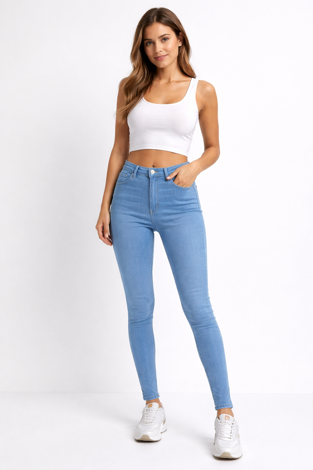 Light Blue High Waist Skinny Fit Stretchable Jeans