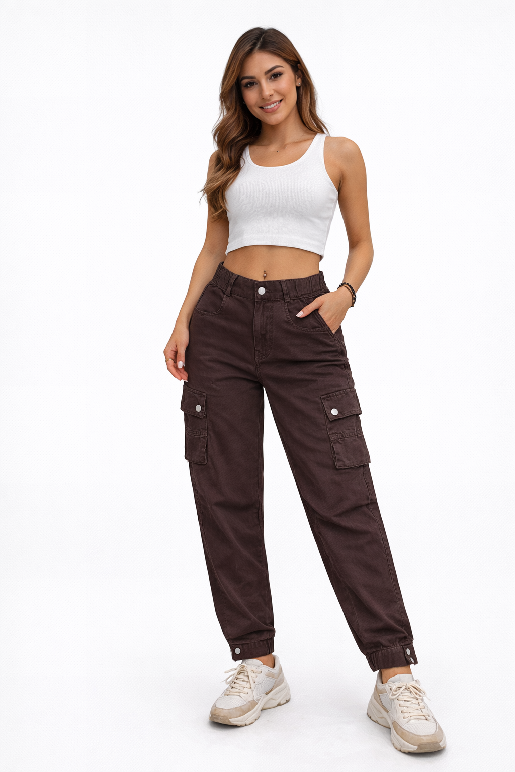 Brown Cargo Jogger Pants