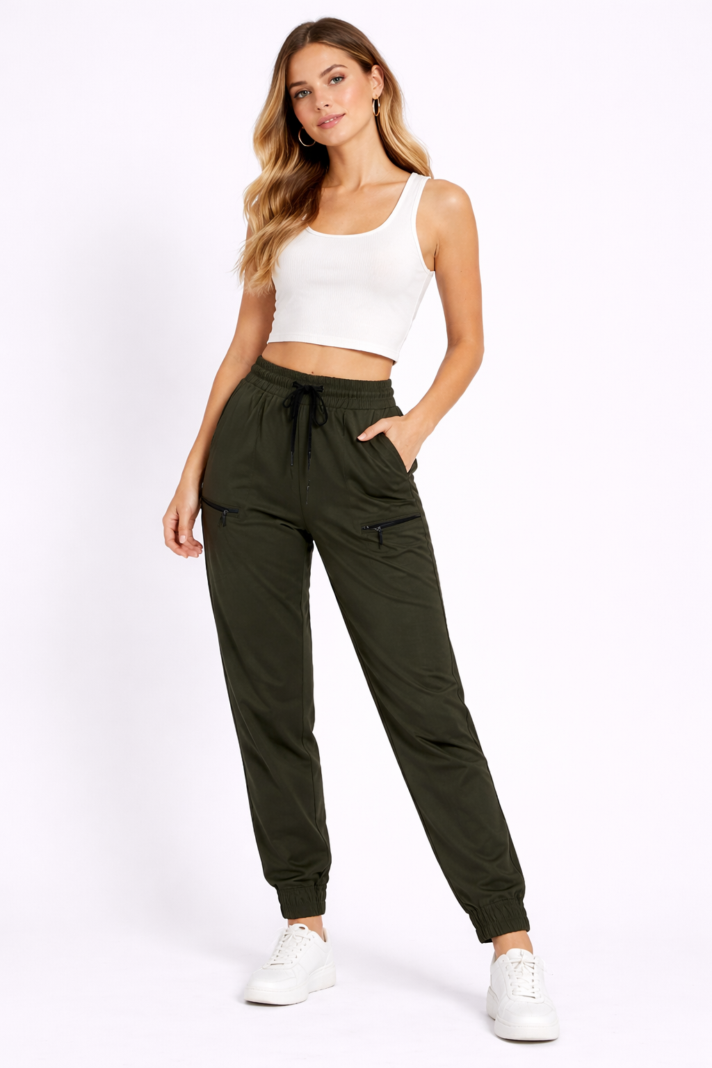 Stylish Bottle Green Cargo Jogger Pants