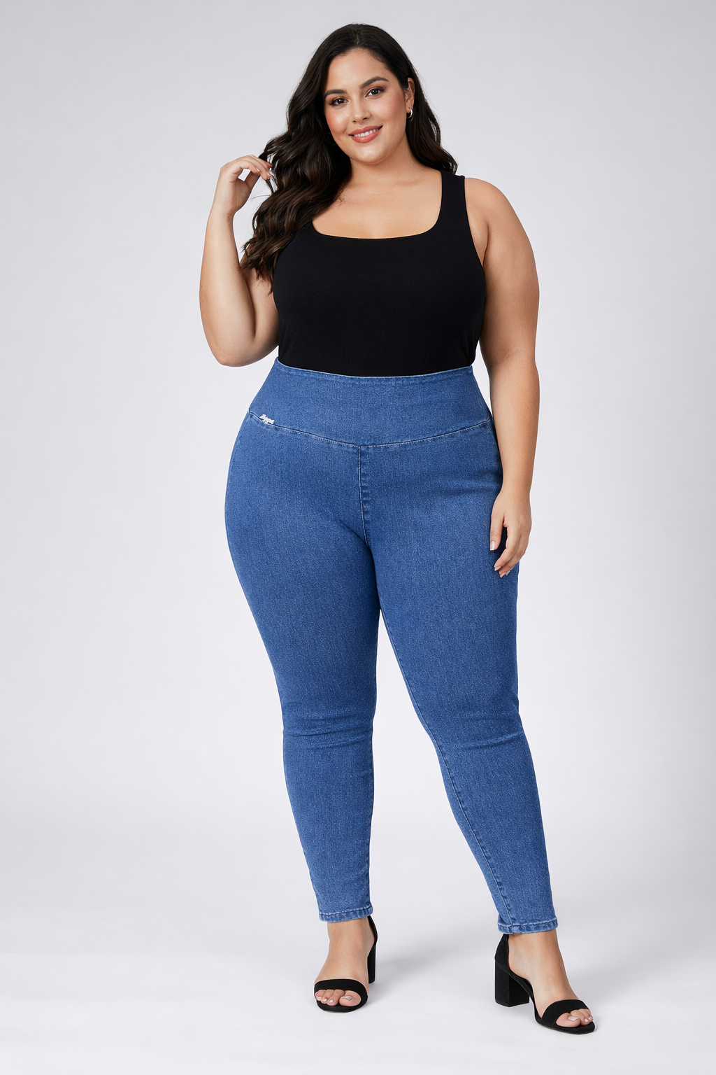 High Waist Stretchable Denim Jeggings – Light Blue