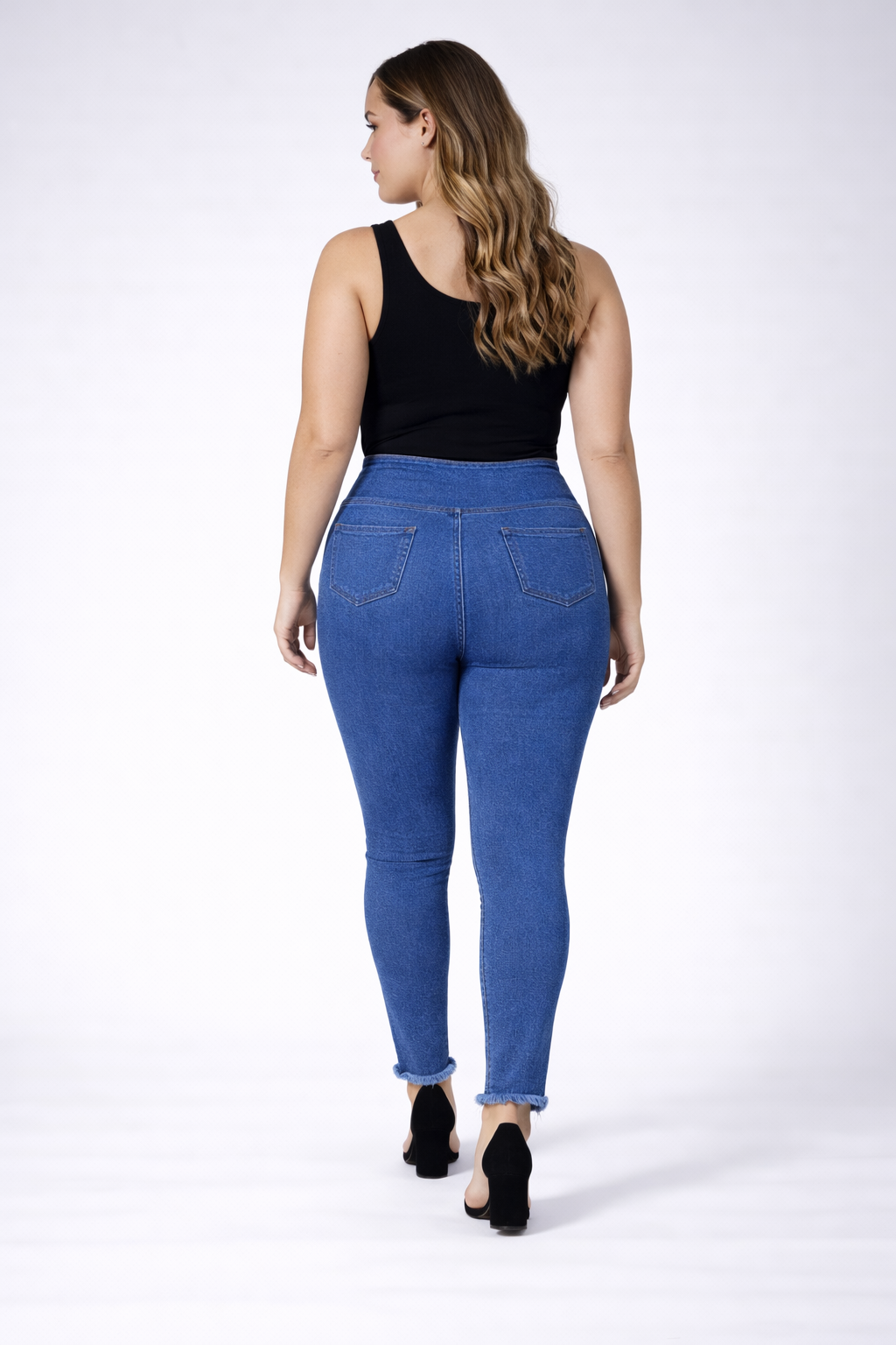 High Waist Stretch Denim Jeggings – Light Blue