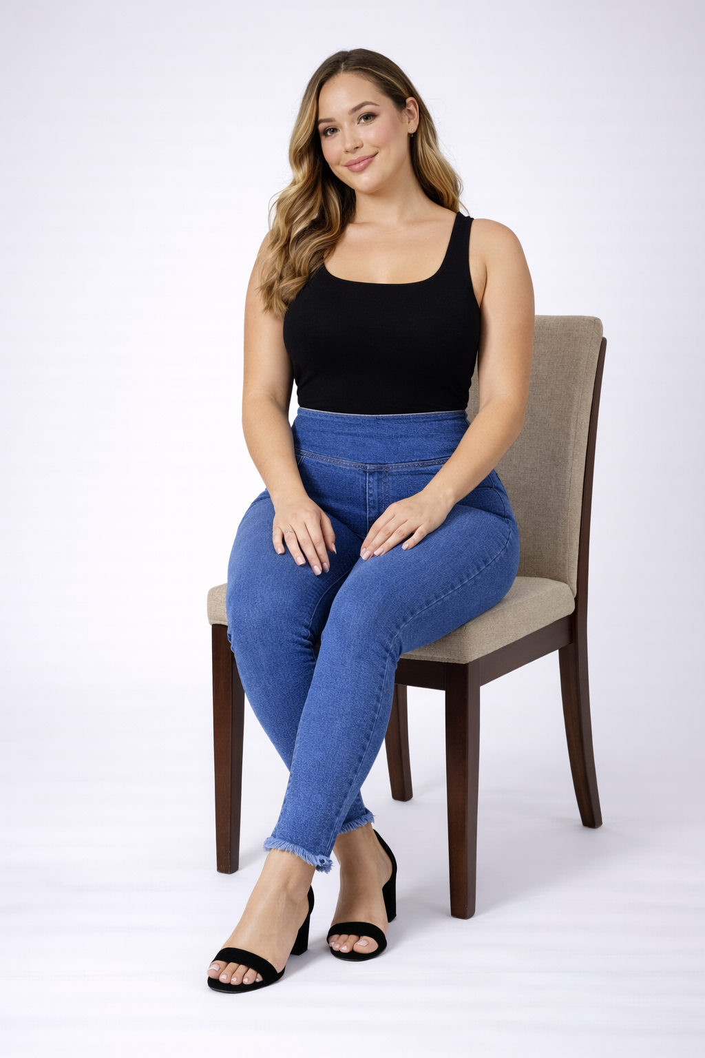 High Waist Stretch Denim Jeggings – Light Blue