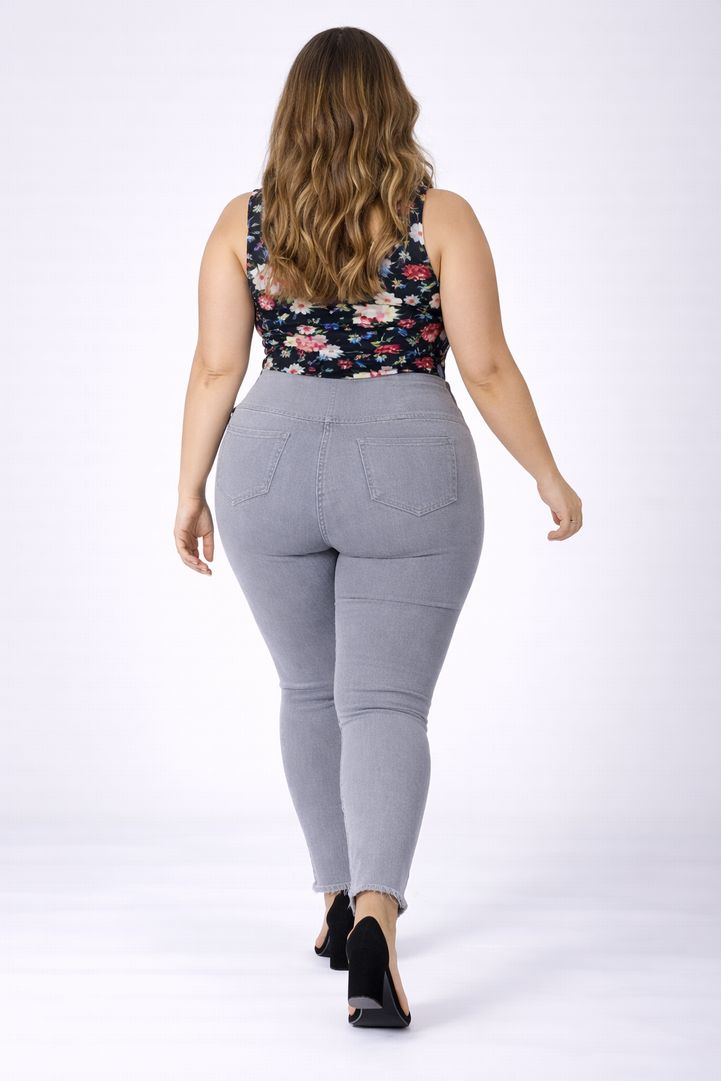High Waist Stretchable Denim Jeggings – Grey