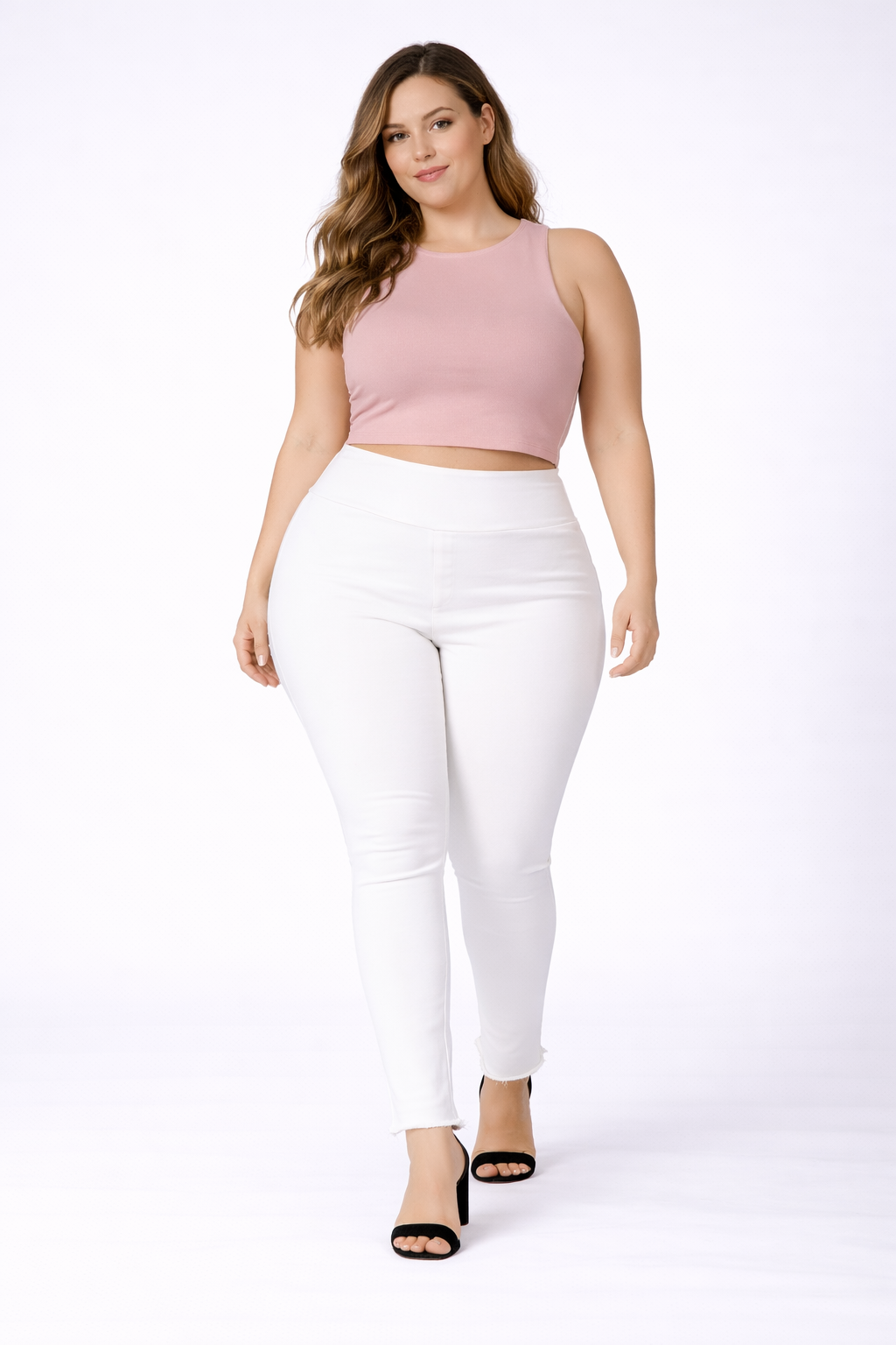 High Waist Stretchable Denim Jeggings – White