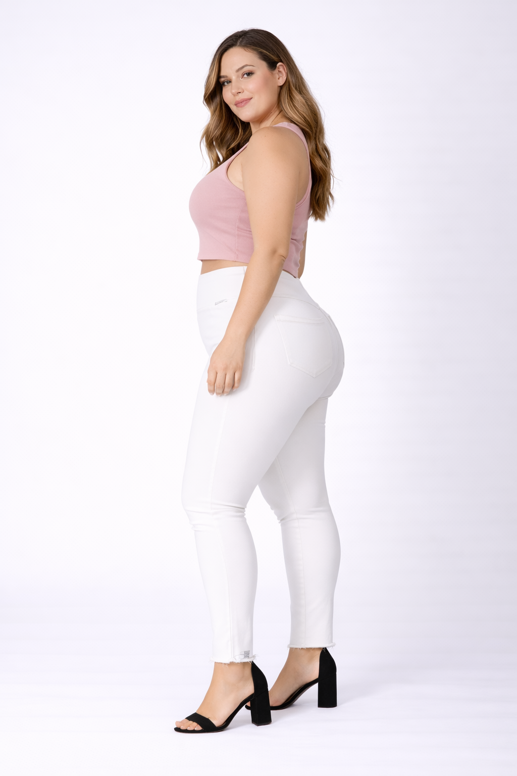 High Waist Stretchable Denim Jeggings – White