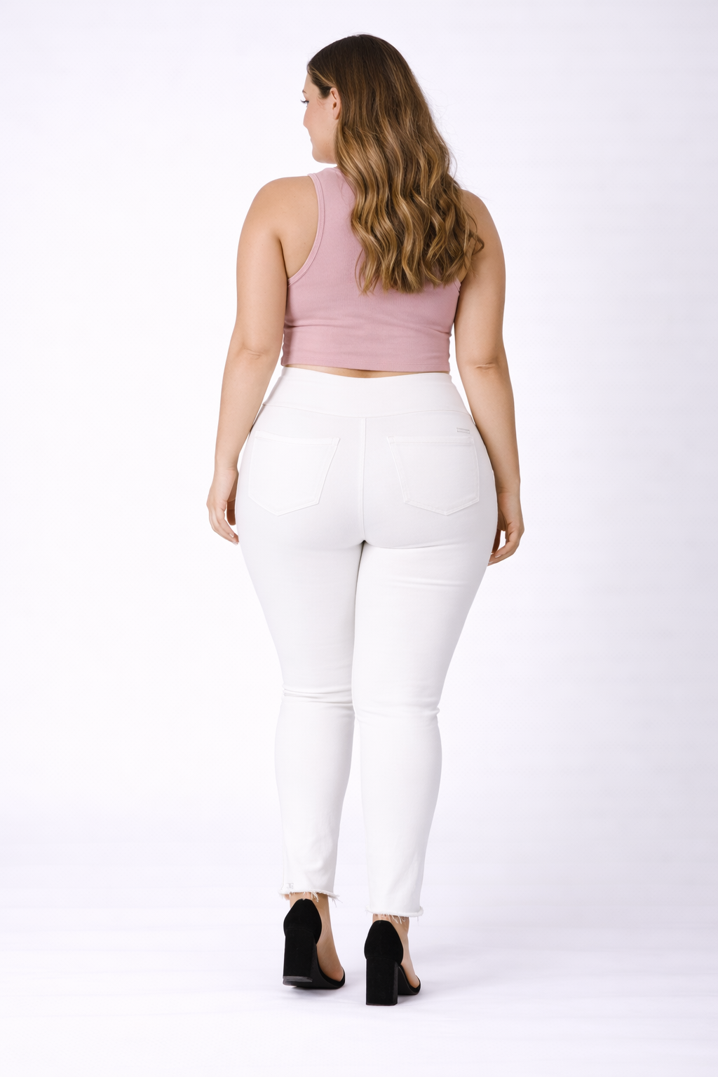 High Waist Stretchable Denim Jeggings – White