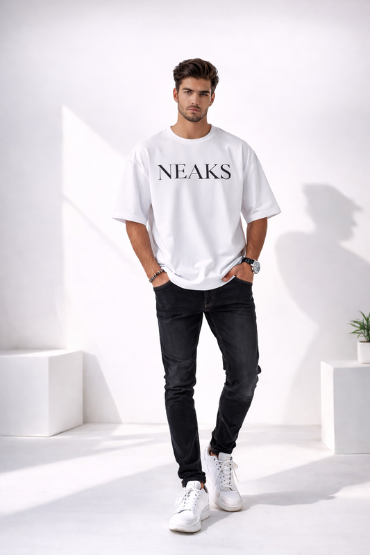 NEAKS Premium Oversized White T-Shirt for Men