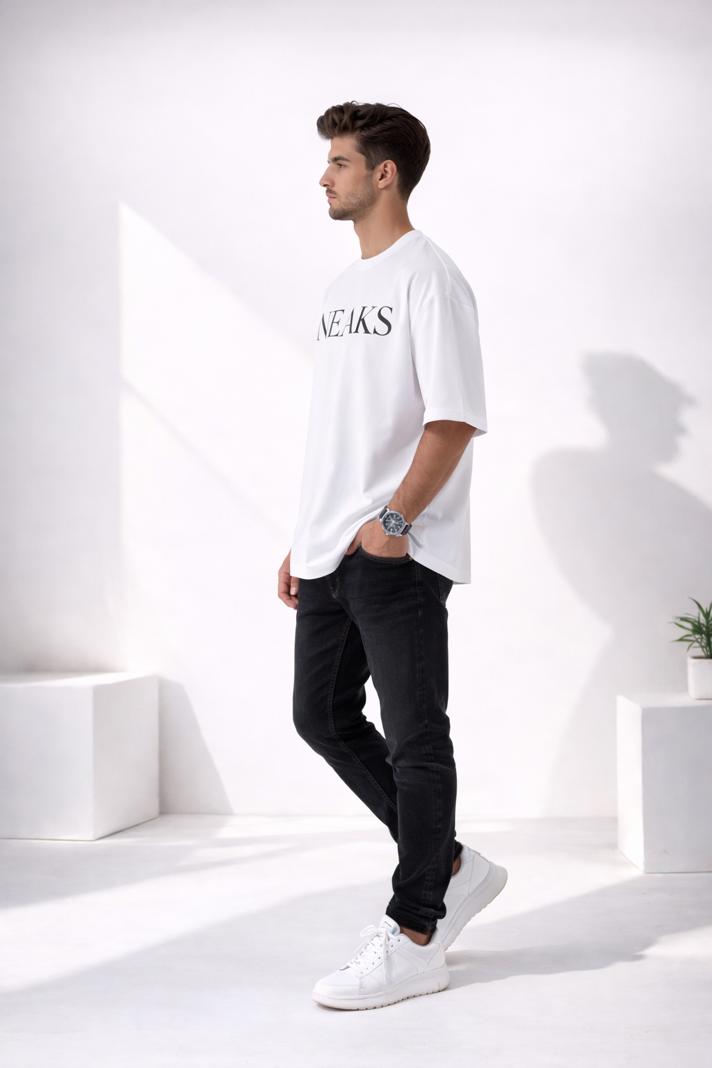 NEAKS Premium Oversized White T-Shirt for Men