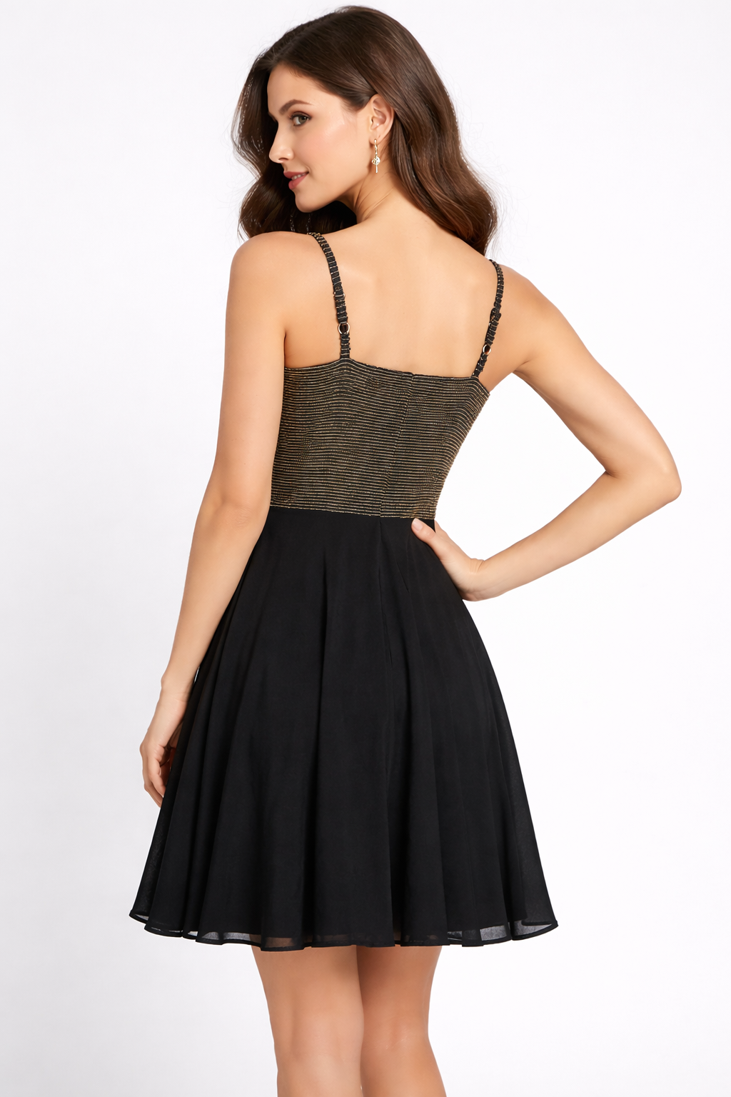 Elegant Black & Gold Party Dress for Women