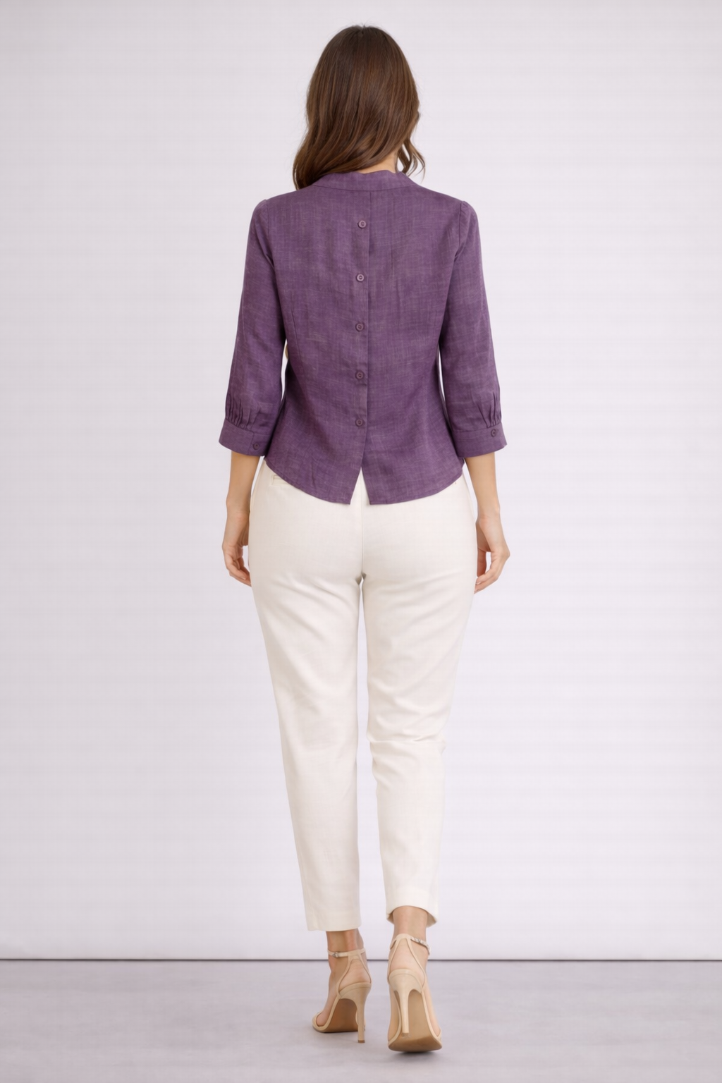 Elegant Purple Embroidered V-Neck Top