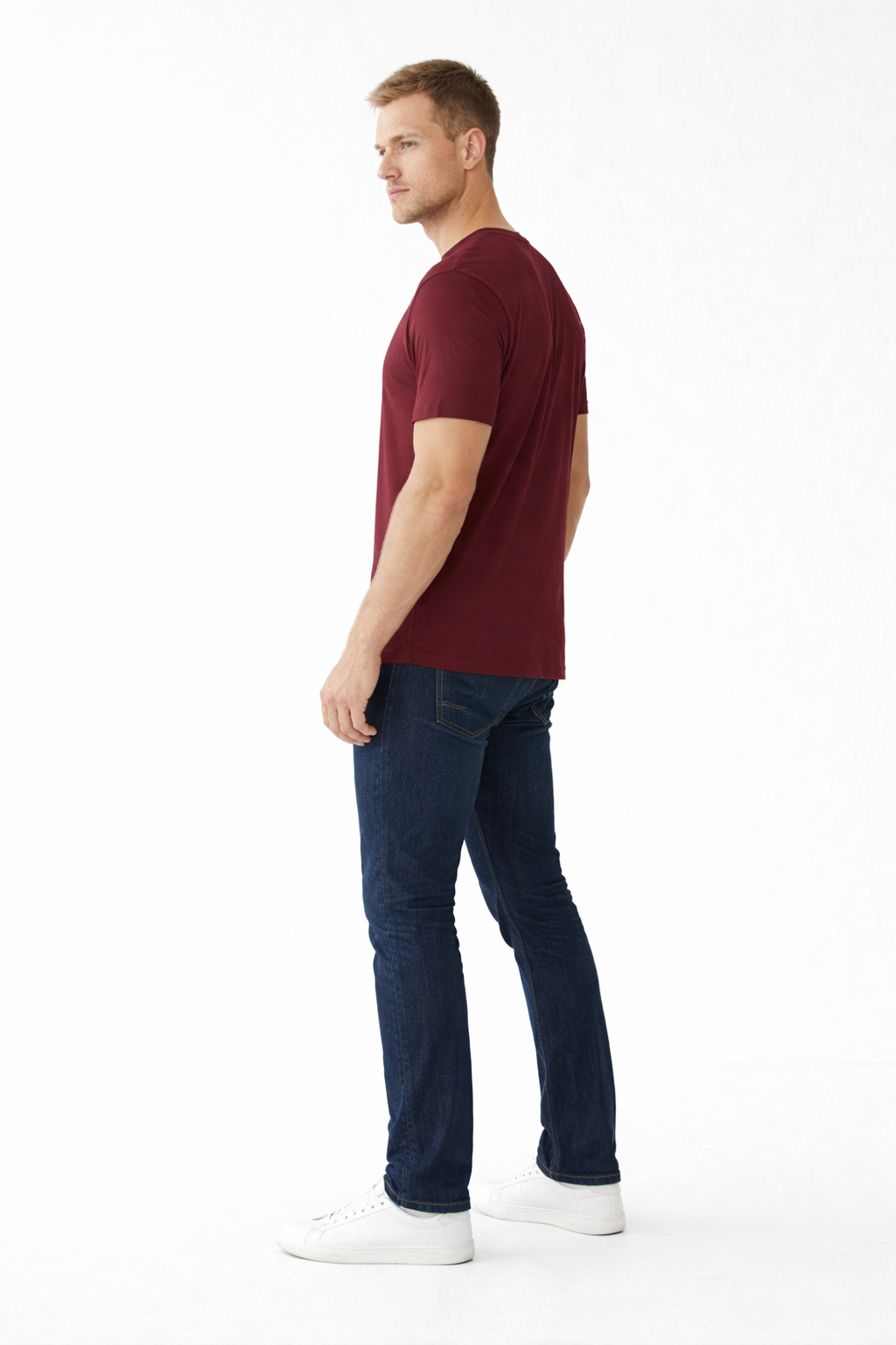 Men’s Maroon Premium Cotton Regular-Fit T-Shirt