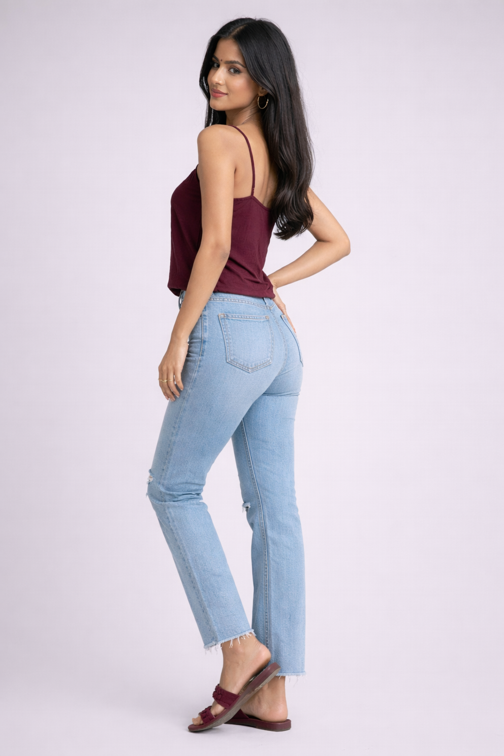 Solid Maroon Spaghetti Strap Camisole Top