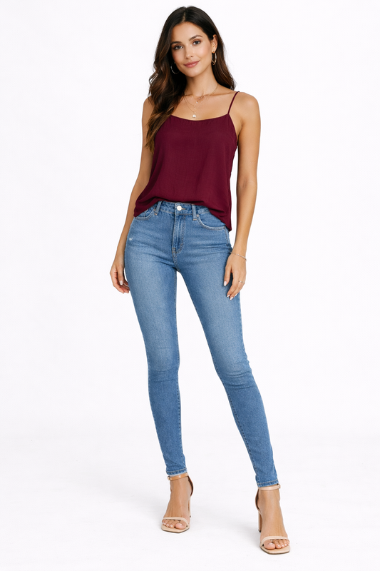 Solid Maroon Spaghetti Strap Camisole Top