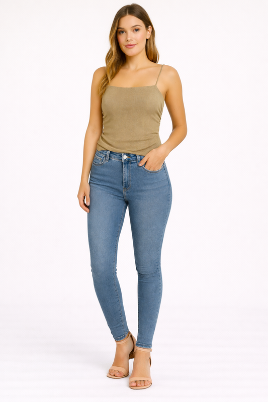 Beige Ribbed Camisole Top
