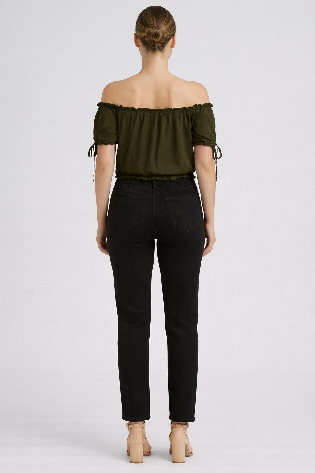 Olive Green Off-Shoulder Crop Top