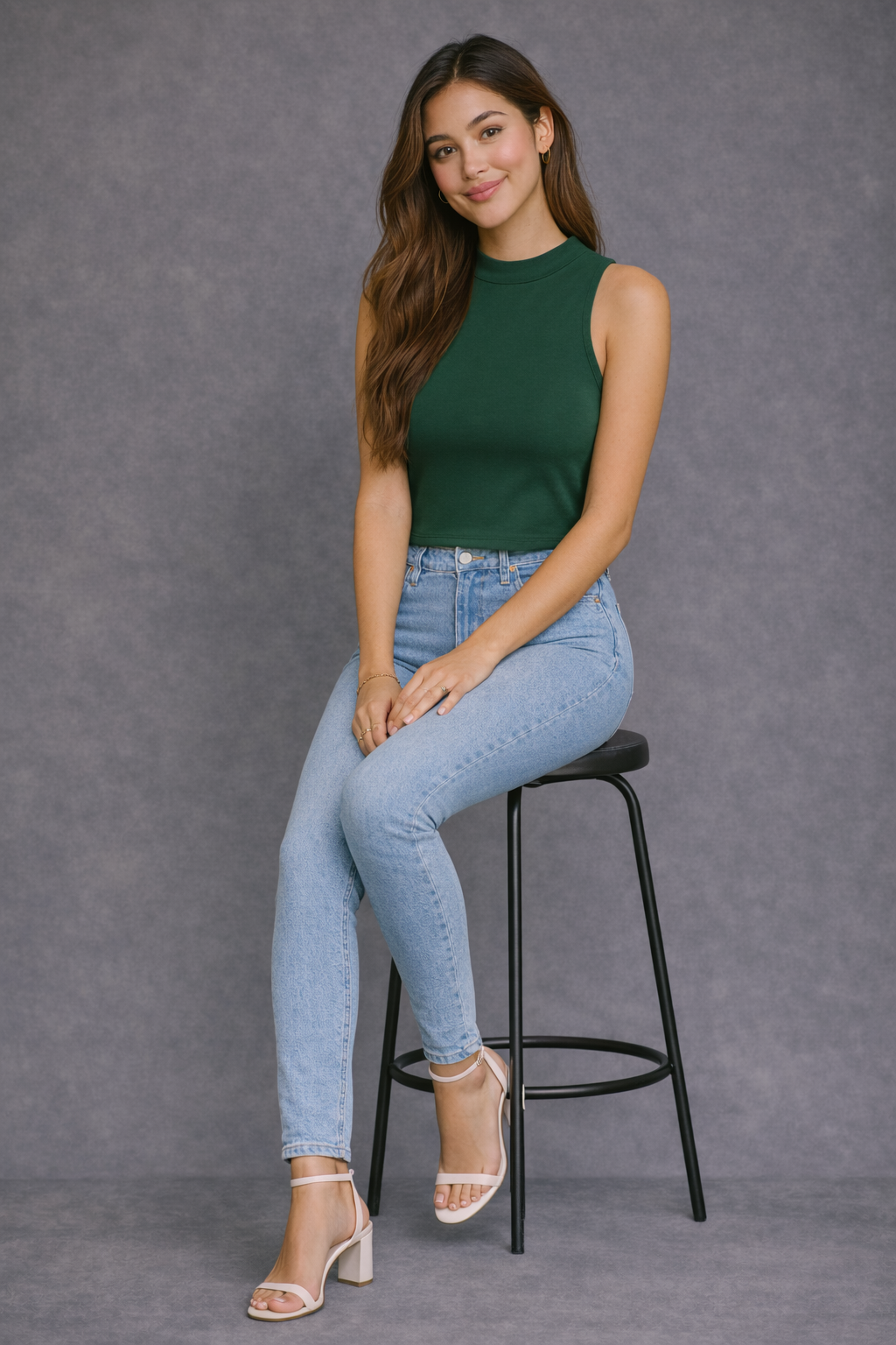 Sleeveless High-Neck Crop Top