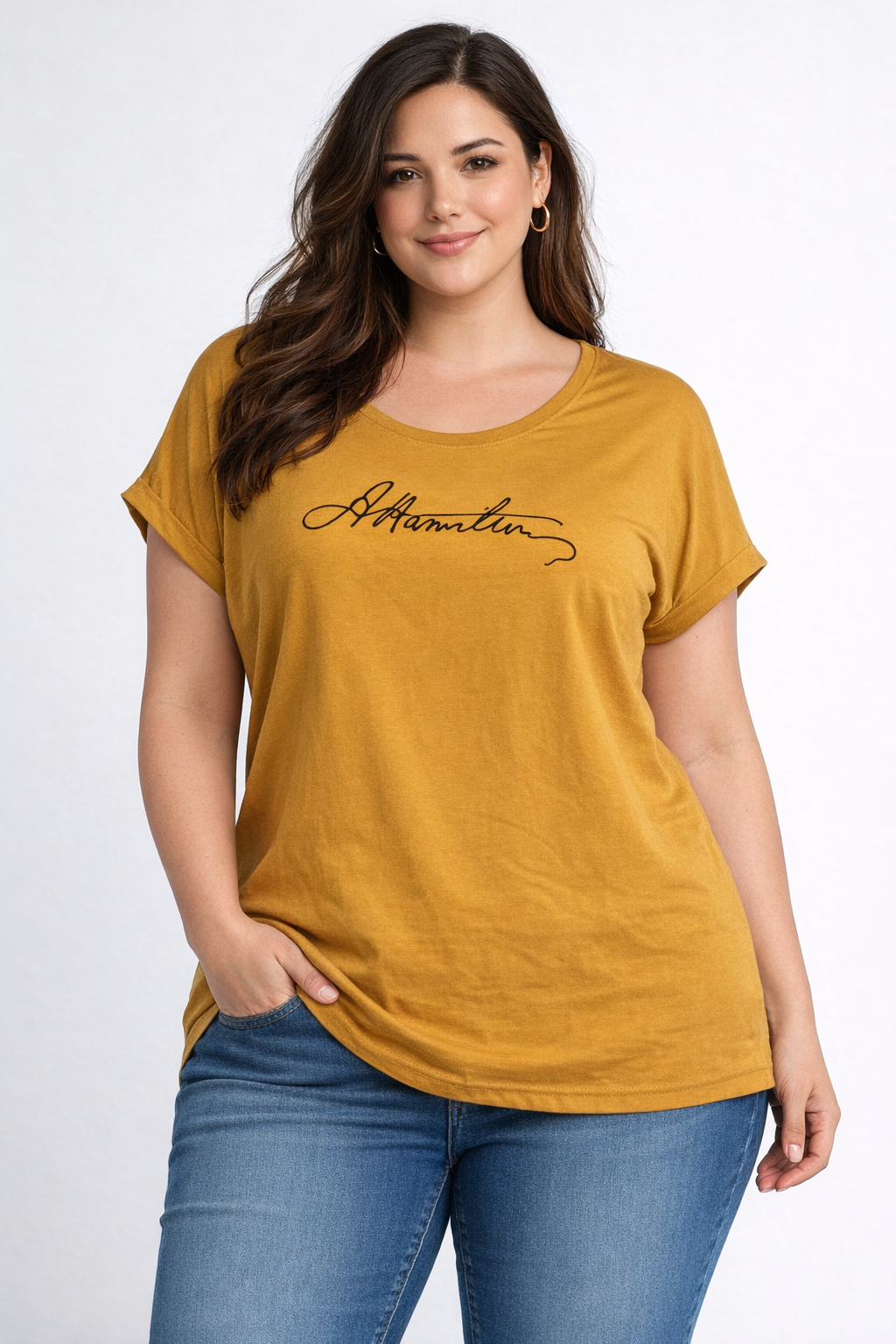 Mustard Yellow Cotton Printed T-Shirt – “Attention” Text | Regular Fit
