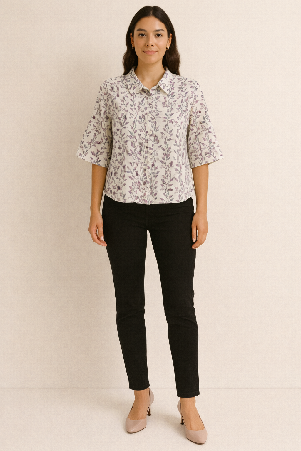 Printed Short Sleeve Cotton Top