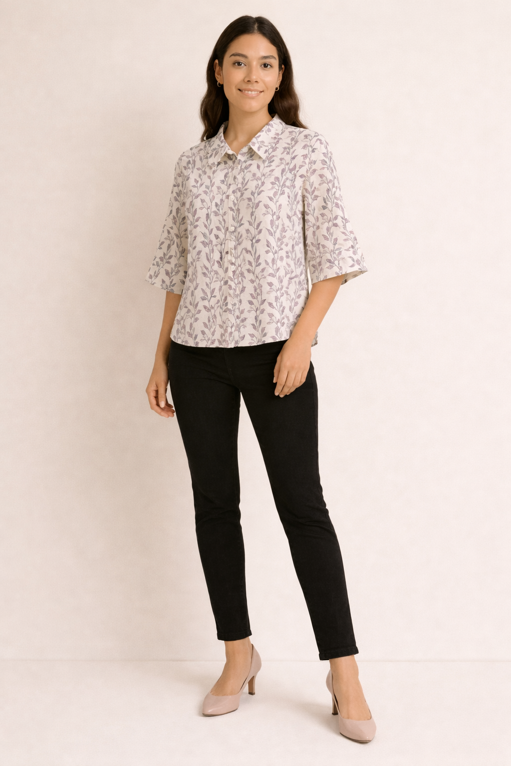 Printed Short Sleeve Cotton Top