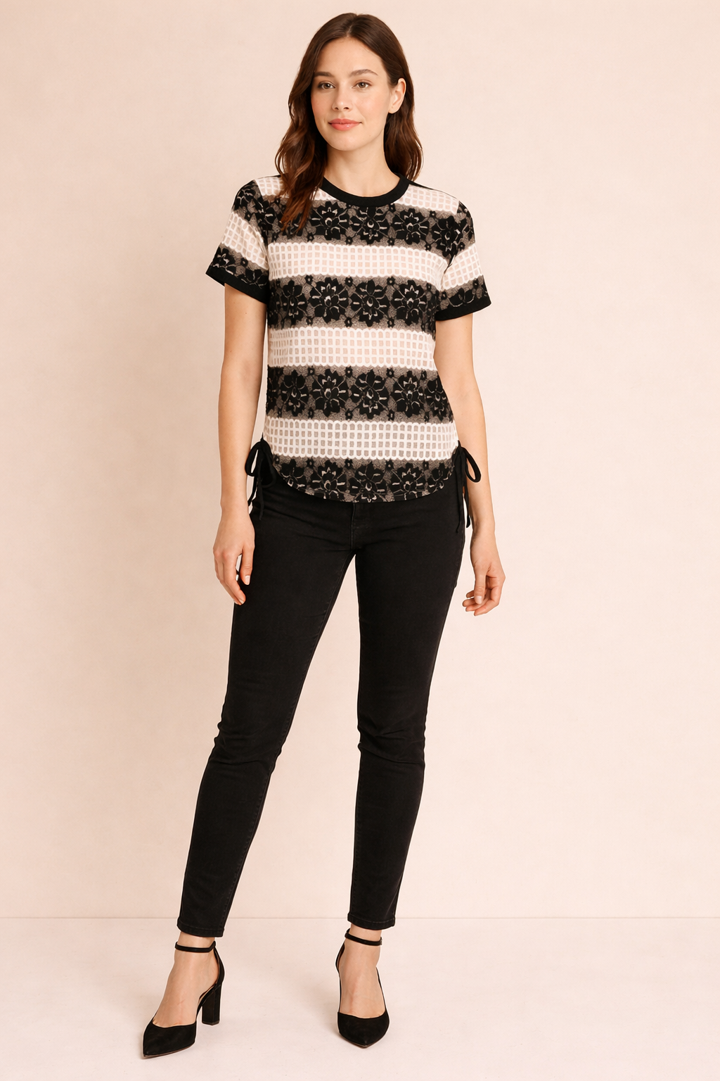 Elegant Lace Stripe Top