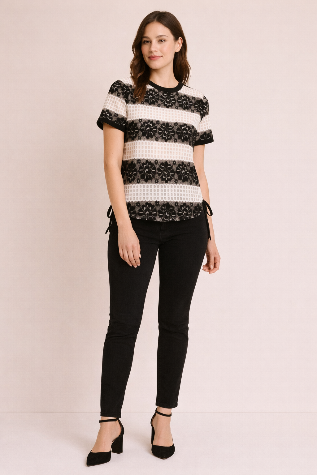 Elegant Lace Stripe Top